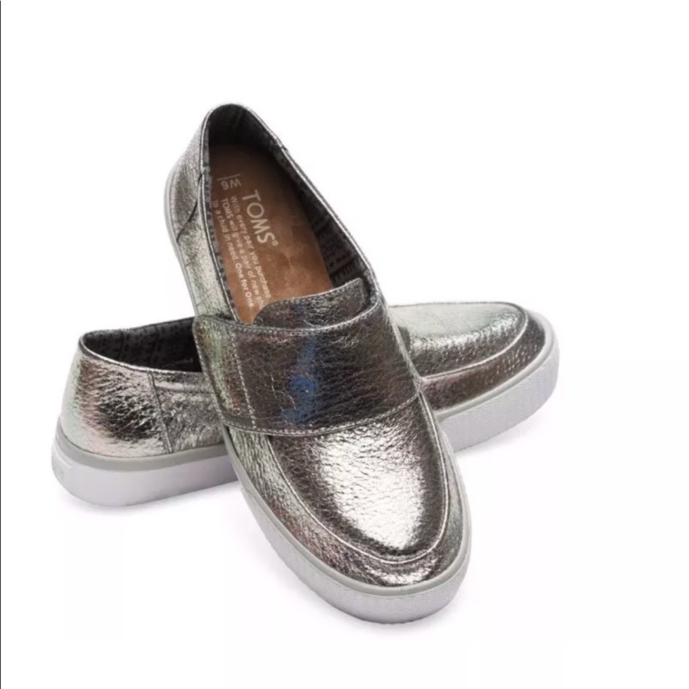 Toms Altair leather metallic slip on women shoes